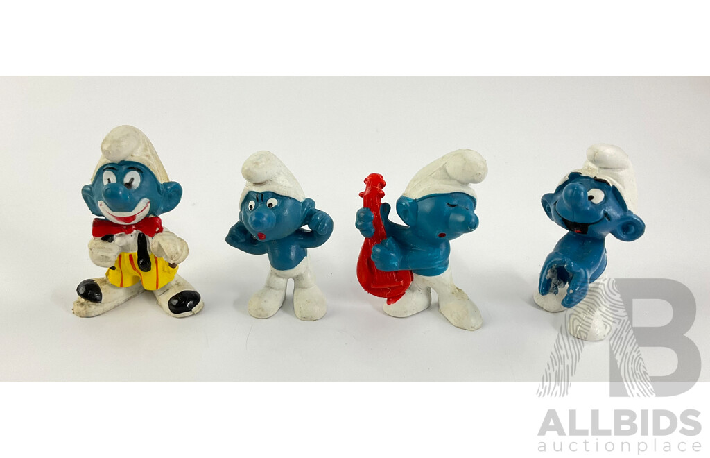 Vintage Peyo Schleich Smurfs Including Surf Smurf, Fishing Smurf, Smurfette and More