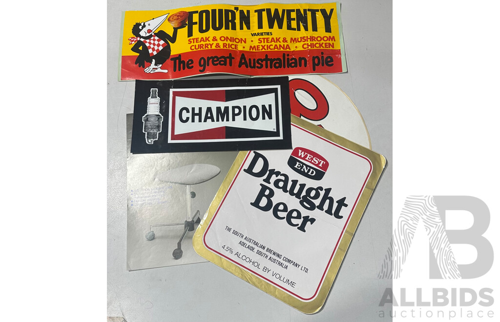 Collection of Vintage Brand Stickers Including Four’s Twenty, Activ-8, Champion and More