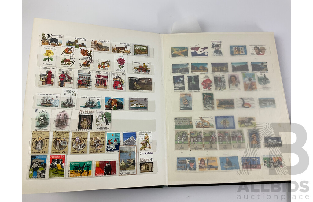 Two Albums of Vintage Stamps Including Australian KGV, KGVI, QE2 Predecimal, Antarctic Terrirtories, Cuba, Mongolia, Peru, Rwanda, Nicaragua and More