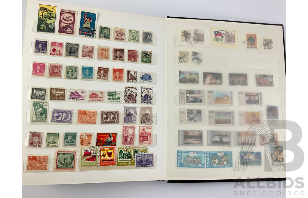 Two Albums of Vintage Stamps Including Australian KGV, KGVI, QE2 Predecimal, Antarctic Terrirtories, Cuba, Mongolia, Peru, Rwanda, Nicaragua and More