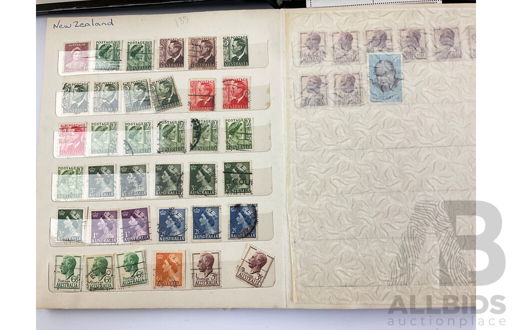 Two Albums of Vintage Stamps Including Australian KGV, KGVI, QE2 Predecimal, Antarctic Terrirtories, Cuba, Mongolia, Peru, Rwanda, Nicaragua and More