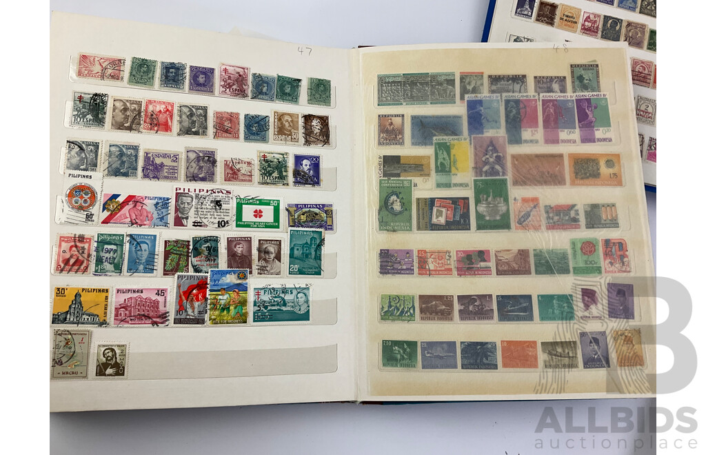 Four Albums of Vintage Mint and Cancelled Stamps Including USA, India, Fiji, Canada, Poland, Hungary, Malta, Eire, Dominica, Spain, Grenada, France, Italy, Romania and More