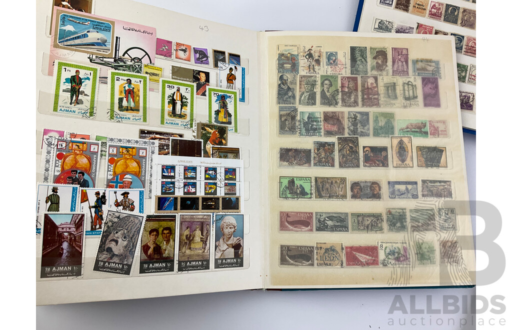 Four Albums of Vintage Mint and Cancelled Stamps Including USA, India, Fiji, Canada, Poland, Hungary, Malta, Eire, Dominica, Spain, Grenada, France, Italy, Romania and More