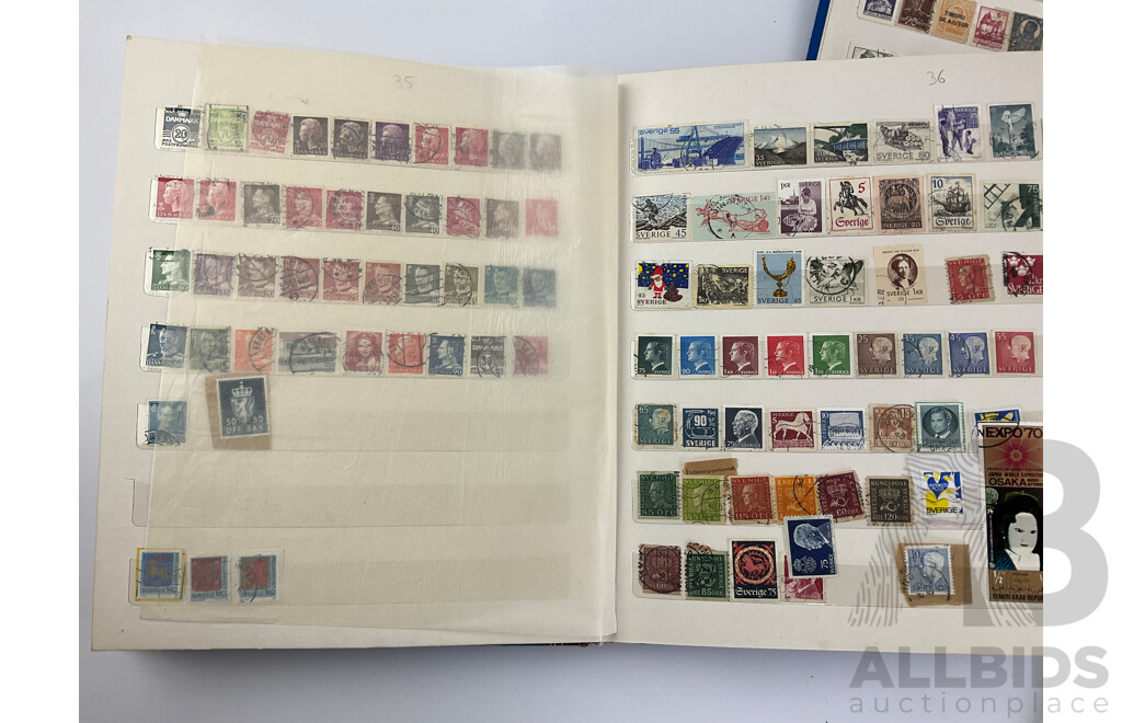 Four Albums of Vintage Mint and Cancelled Stamps Including USA, India, Fiji, Canada, Poland, Hungary, Malta, Eire, Dominica, Spain, Grenada, France, Italy, Romania and More