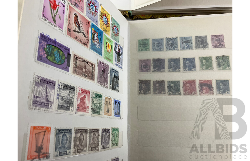 Two Albums of Vintage Cancelled Stamps Including Iraq, Germany, Falkland Islands, St Lucia, Yugoslavia