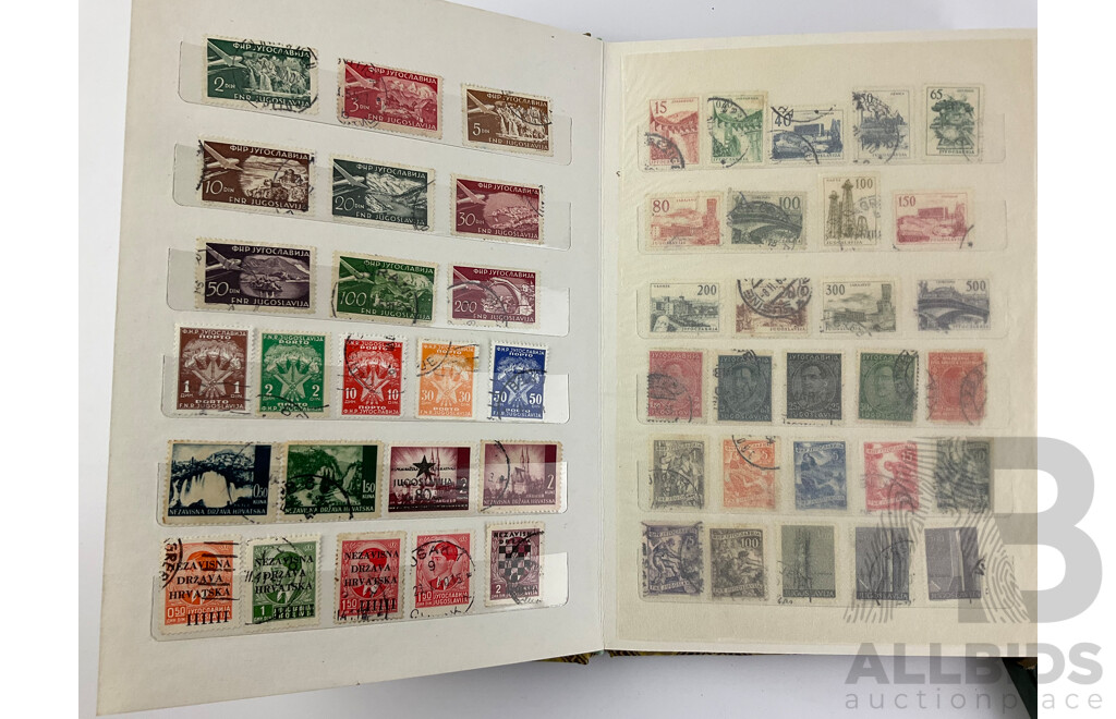 Two Albums of Vintage Cancelled Stamps Including Iraq, Germany, Falkland Islands, St Lucia, Yugoslavia