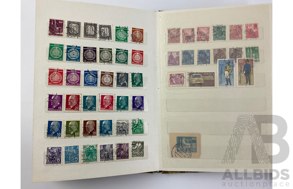 Two Albums of Vintage Cancelled Stamps Including Iraq, Germany, Falkland Islands, St Lucia, Yugoslavia