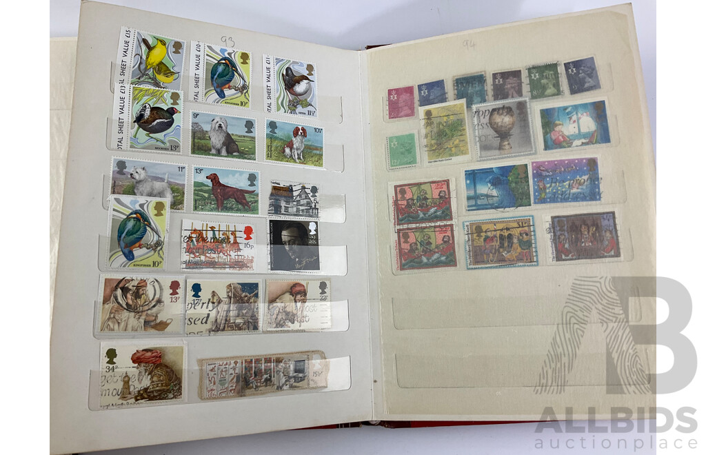 Four Albums of Vintage International Stamps Including USSR, Pakistan, Yemen, Antigua, Qatar, UK New Zealand, Chile and More