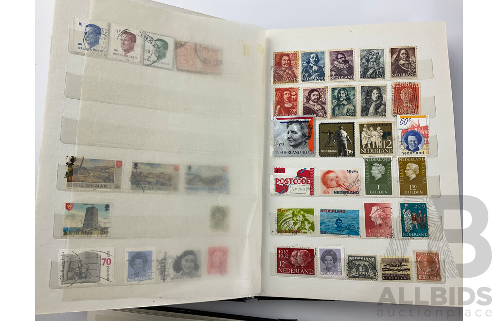 Four Albums of Vintage International Stamps Including USSR, Pakistan, Yemen, Antigua, Qatar, UK New Zealand, Chile and More