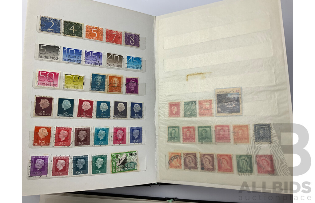 Four Albums of Vintage International Stamps Including USSR, Pakistan, Yemen, Antigua, Qatar, UK New Zealand, Chile and More