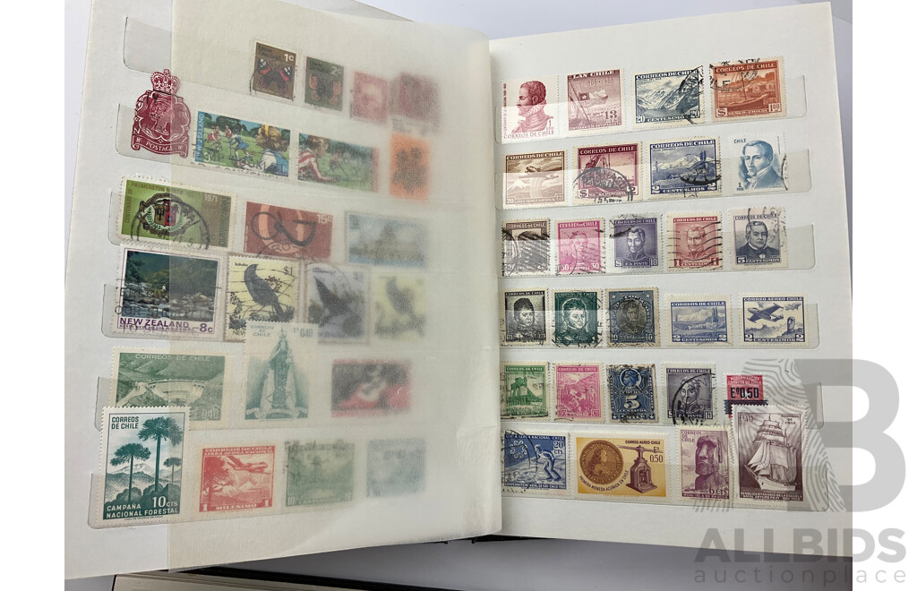 Four Albums of Vintage International Stamps Including USSR, Pakistan, Yemen, Antigua, Qatar, UK New Zealand, Chile and More