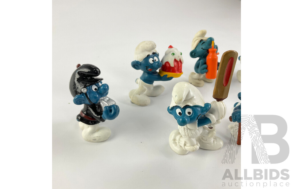 Vintage Peyo Schleich Smurfs Including Clumsy, Drummer, Chef, Cricketer and More