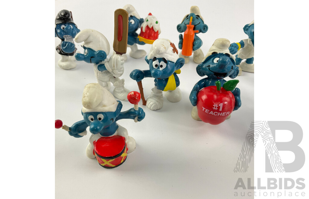 Vintage Peyo Schleich Smurfs Including Clumsy, Drummer, Chef, Cricketer and More