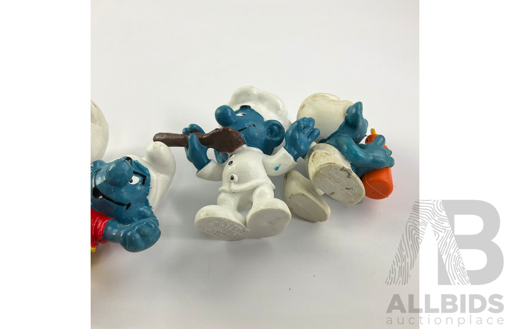 Vintage Peyo Schleich Smurfs Including Clumsy, Drummer, Chef, Cricketer and More