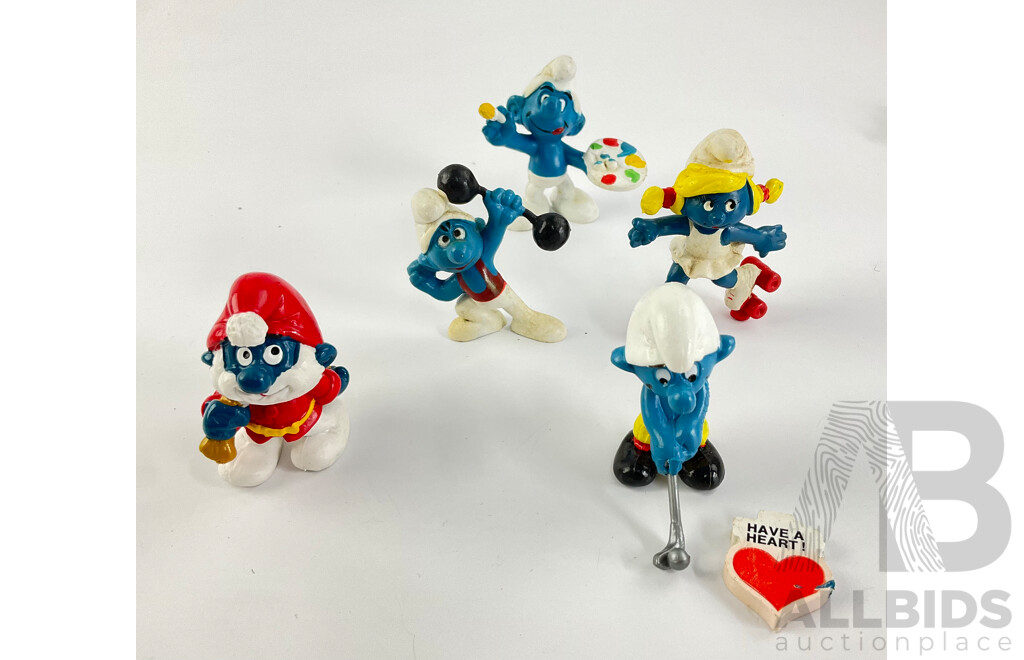 Vintage Peyo Schleich Smurfs Including Hefty Smurf, Papa Smurf, Smurfette and More