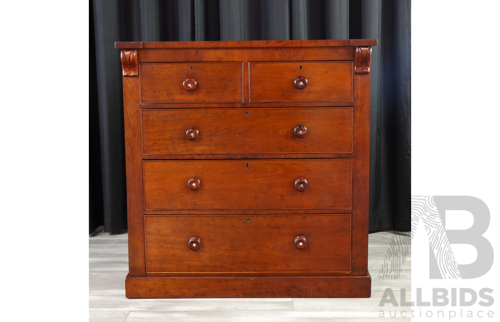 Victorian Mahogany Chest of Five Drawers