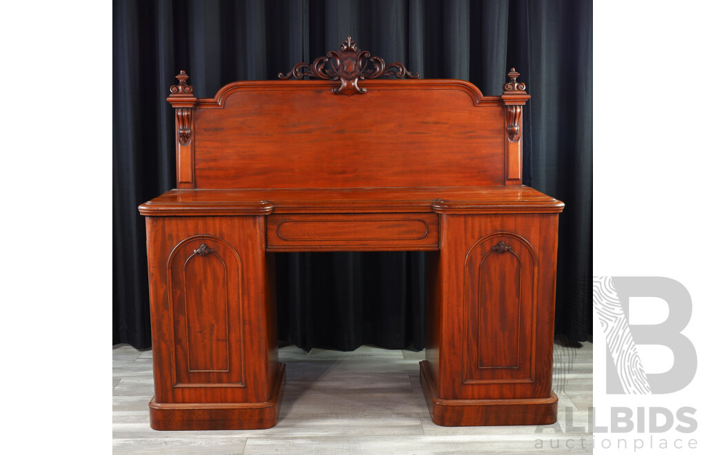 Victorian Mahogany Twin Pedestal Sideboard