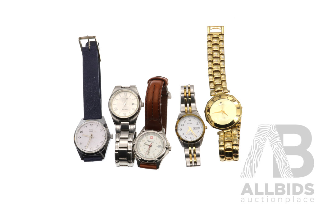 Collection of (5) Ladies Watches Including Citizen, Pulsar, Wegner & Pierre Cardin