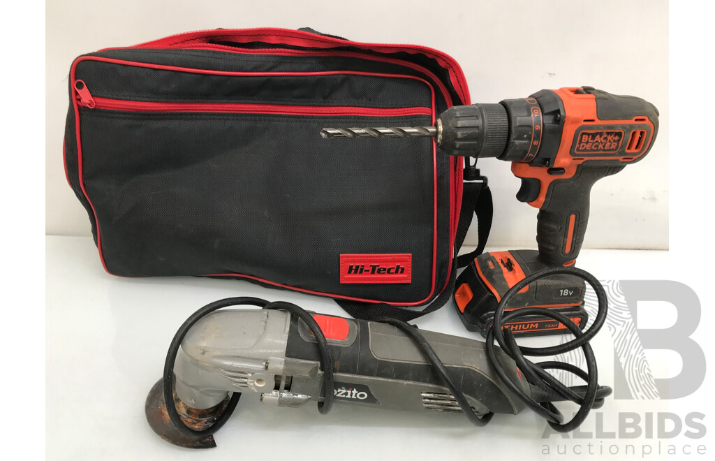 Black & Decker 18V Drill Driver and Ozito Multi-Function Tool - Lot of 2