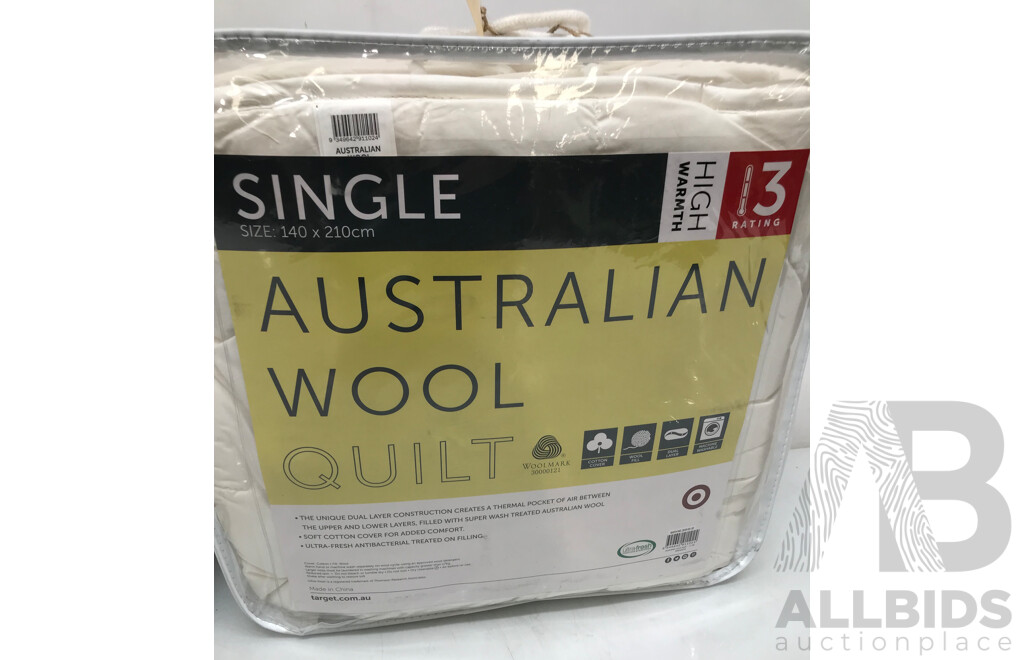 Posture Support Foam Underlay and Australian Wool Single Size Quilt - Lot of 2