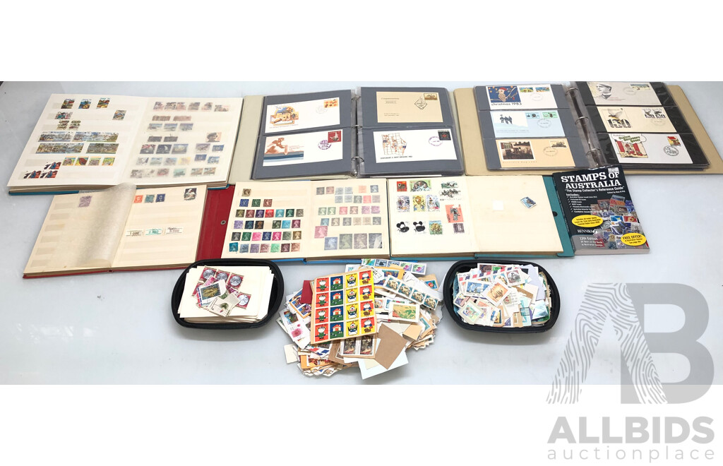 Selection of Stamp Albums, Stamps, Stamps of Australia Reference Book