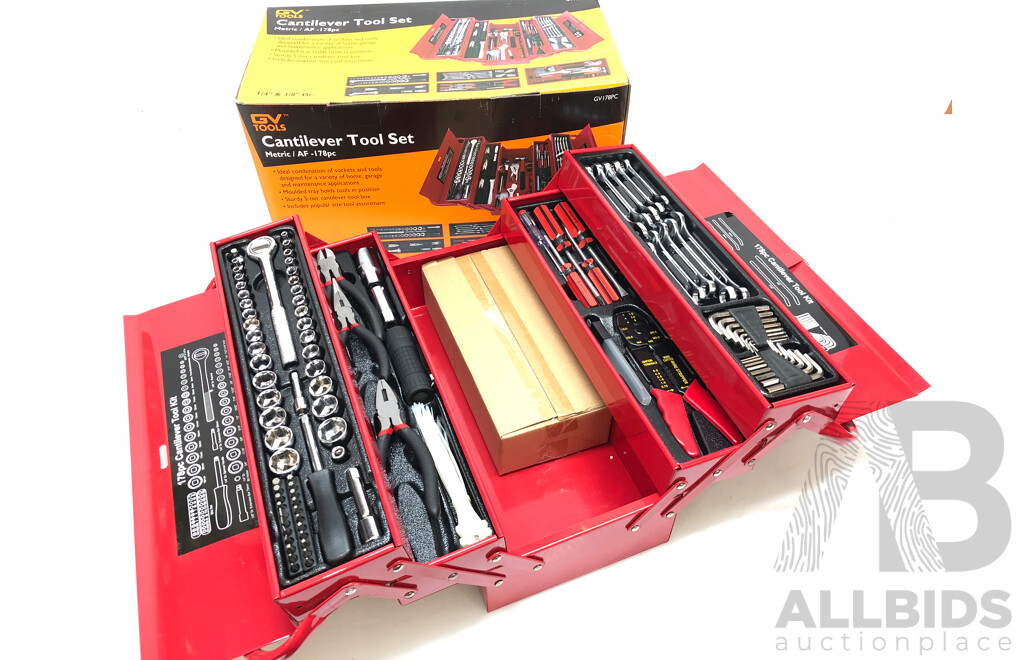 GV Tools 178 Piece Cantilever Metric/AF Tool Set - New