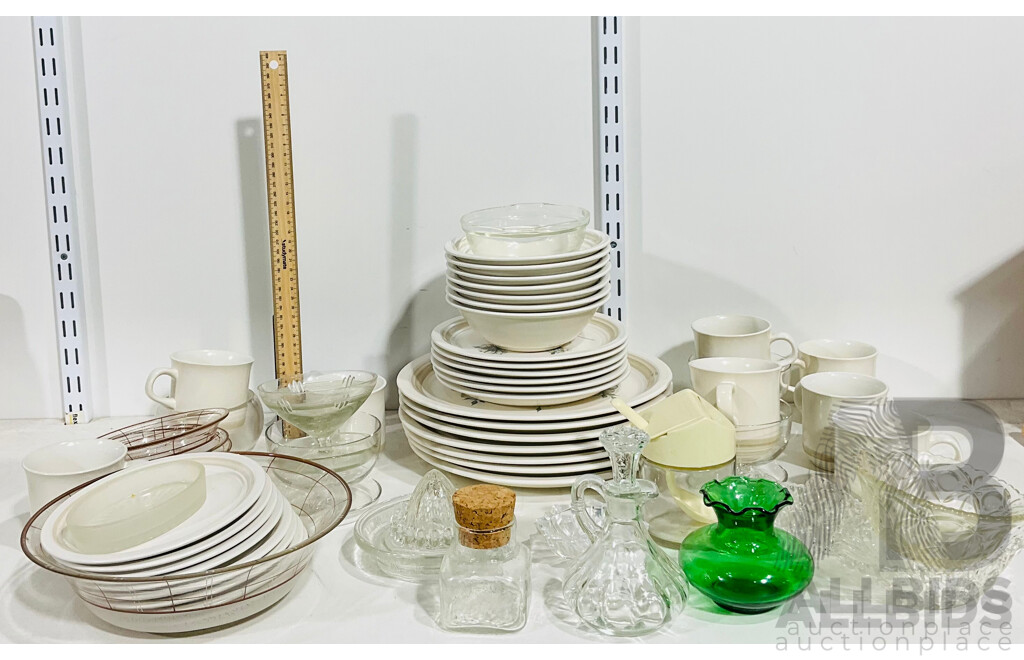 Collection of Sakana Chelsea Collection Pottery and Cut Glass Including Plates, Teacups and More