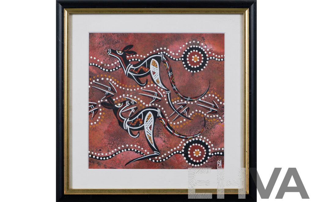 Ben Appleton, (20th Century, Indigenous-Australian), Yuggera Tribe, Acrylic on Canvas, 32 x 32 cm (frame)