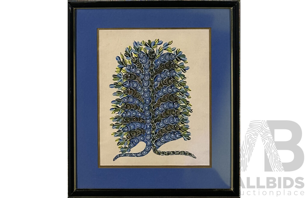 (Artist Unknown), Tree of Life, Acrylic on Cardboard, 50 x 43 cm (frame)