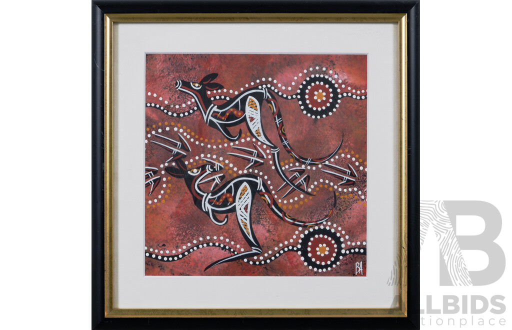 Ben Appleton, (20th Century, Indigenous-Australian), Yuggera Tribe, Acrylic on Canvas, 32 x 32 cm (frame)