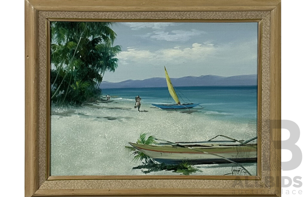 Artist Unknown, (Phillipine School), Boracay Beach, Oil on Canvas, 59 x 74 cm (frame)