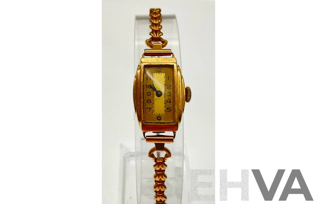 Women's Vintage Art Deco Fifteen Jewels Dress Watch with 9ct Handley Gold Case, Swiss Made