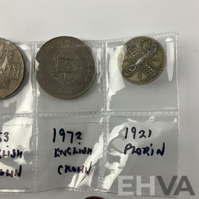 Collection of United Kingdom Coins Including 1876 Silver Shilling, 1921 Silver Florin, One Pound Coins and More