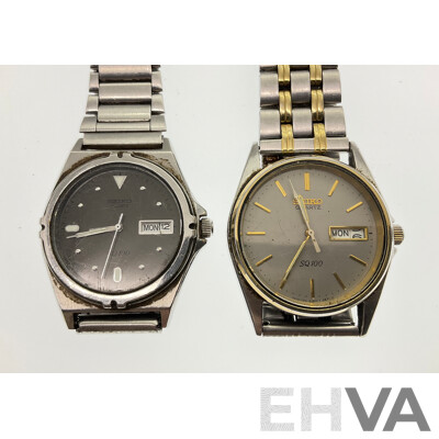 Vintage Seiko SQ100 Gold and Silver Tone Wrist Watch