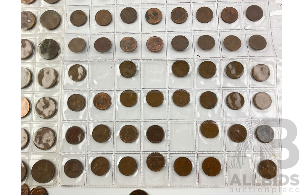 Collection of Australian One and Two Cent Coins, Examples From 1966 to 1989