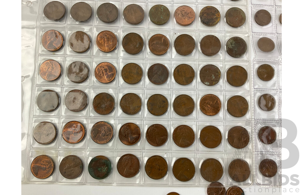 Collection of Australian One and Two Cent Coins, Examples From 1966 to 1989