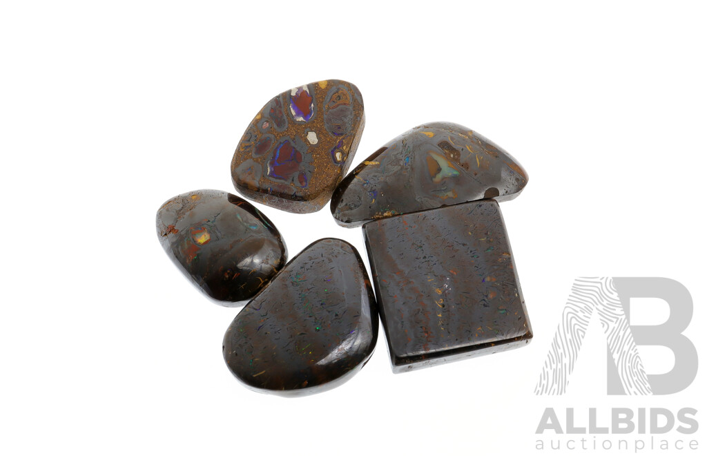 Queensland Boulder Opal (4) & Yowah Opal (1) Polished Solid Gemstones, 446.10ct