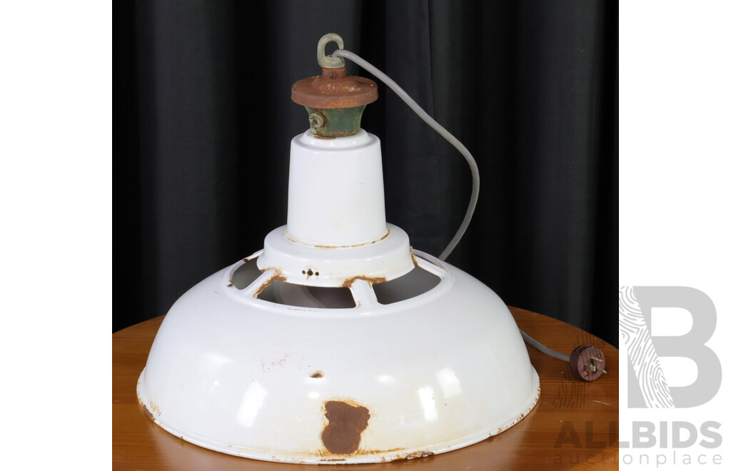 Vintage Enamel Factory Light Shade