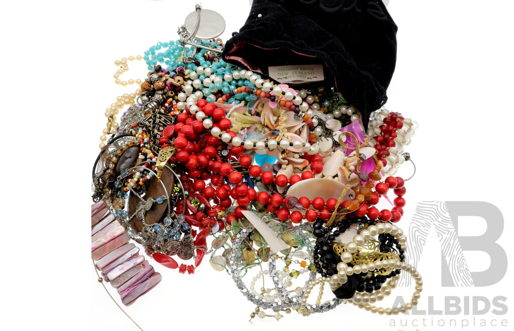 Large Collection of Vintage Jewellery Including Natural Gemstones, Shell and Tribal Beaded Pieces