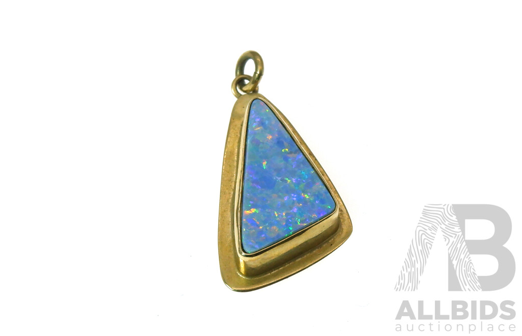 9ct Australian Boulder Opal Doublet Pendant, 28mm Long, 2.22 Grams