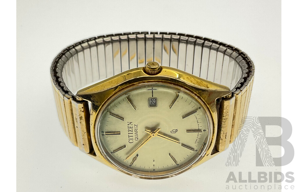 Men's Vintage Citizen Quartz Gold Tone Wrist Watch