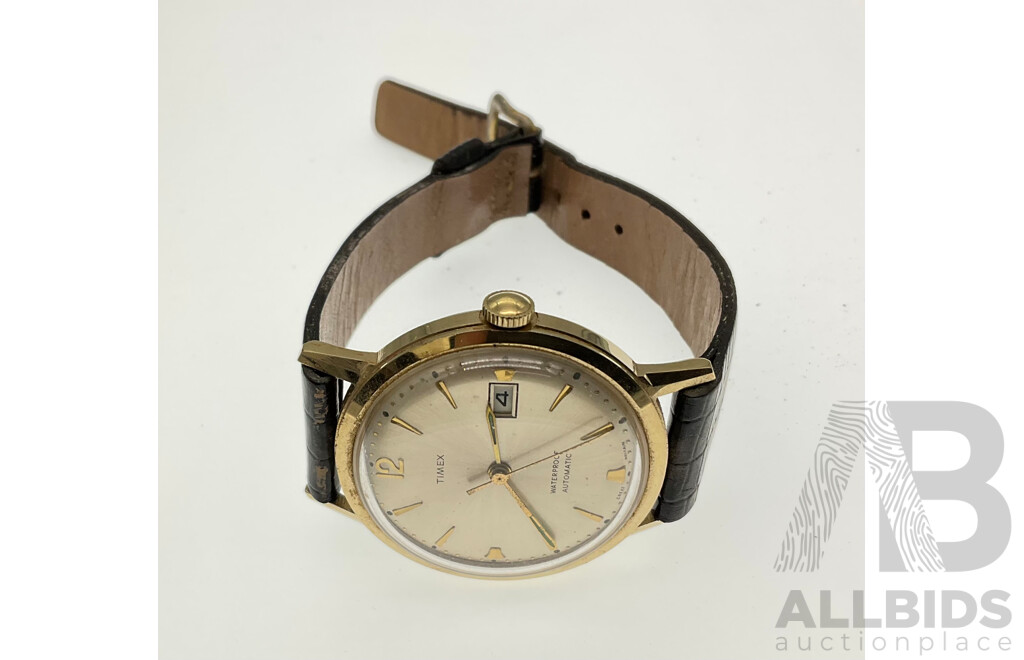 Men's Vintage Timex Automatic Gold Tone Wrist Watch, Made in Great Britain