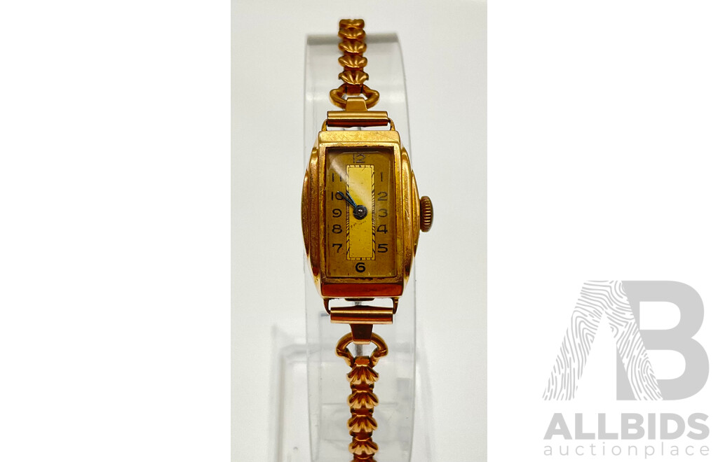 Women's Vintage Art Deco Fifteen Jewels Dress Watch with 9ct Handley Gold Case, Swiss Made