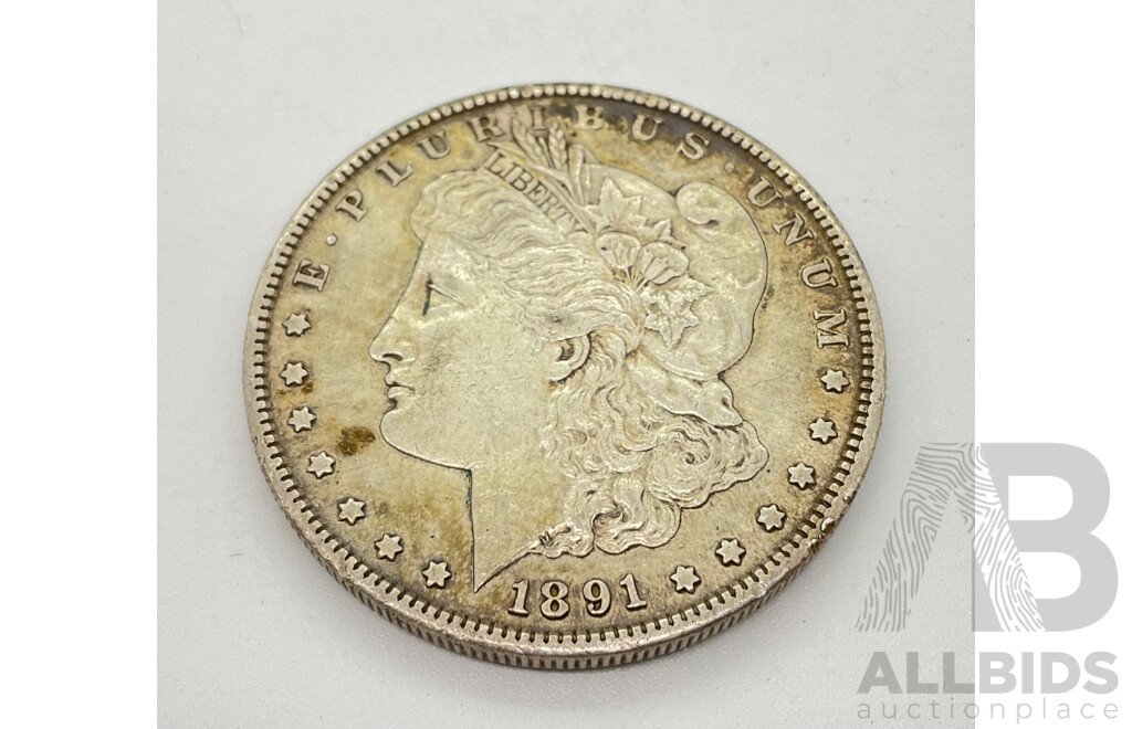 USA 1891 Silver Morgan One Dollar Coin .900