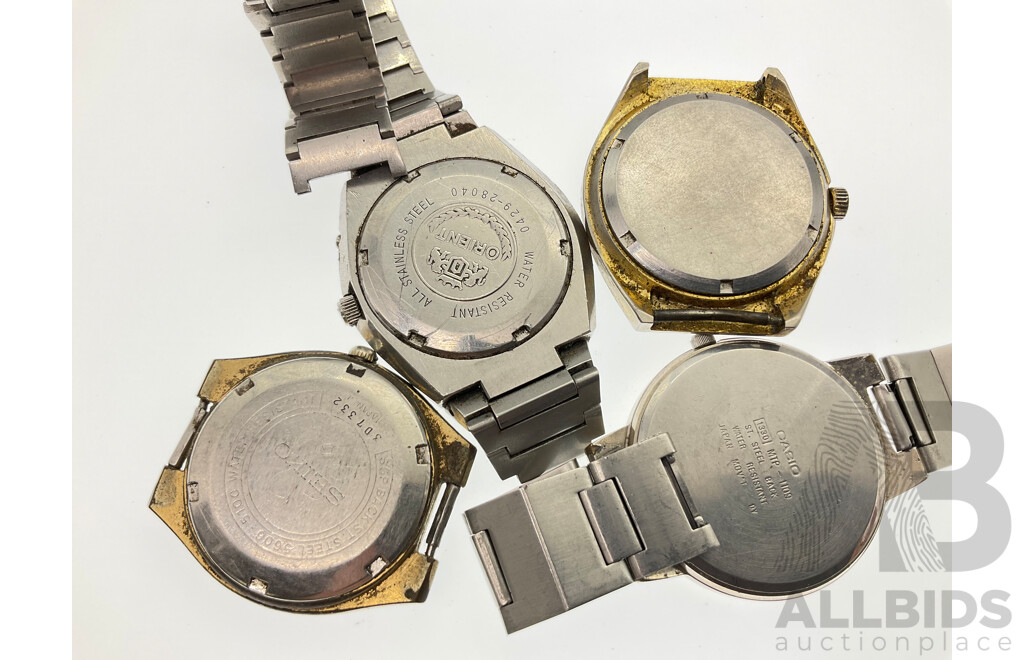 Men's Retro Watches for Restoration or Parts Including Orient, Seiko, Casio and Cetikon