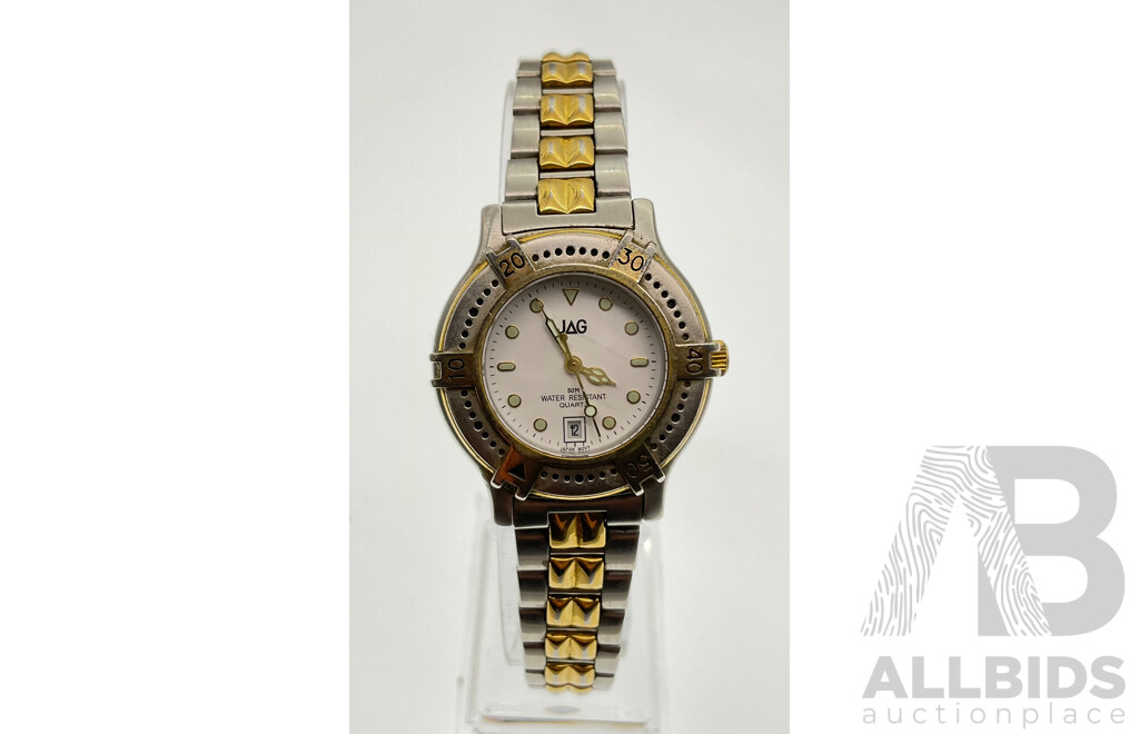 Jag Silver and Gold Tone Wrist Watch with Date Function