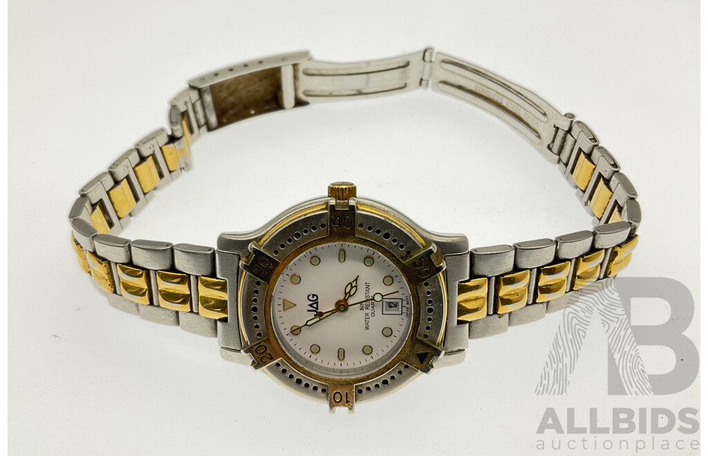 Jag Silver and Gold Tone Wrist Watch with Date Function