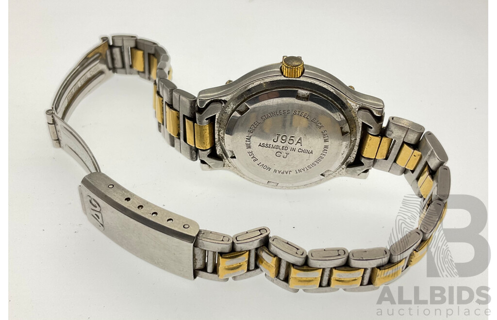 Jag Silver and Gold Tone Wrist Watch with Date Function