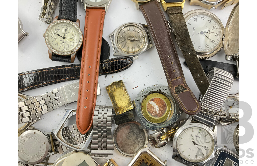 Large Collection of Digital and Analogue Watches and Parts for Restoration or Repair Including Westclox and Pioneer