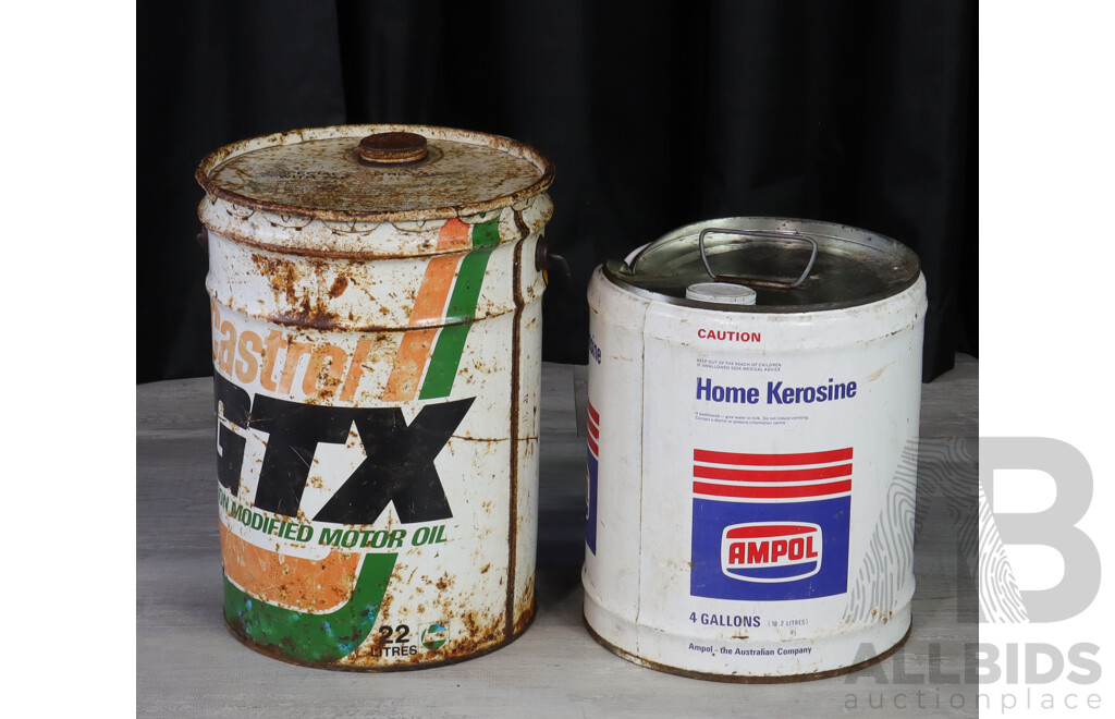 Pair of Vintage Castrol and Ampol Oil Drums